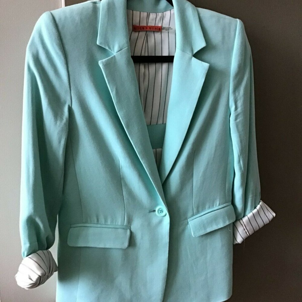 Alice Olivia Sky Blue Extra Small XS Blazer